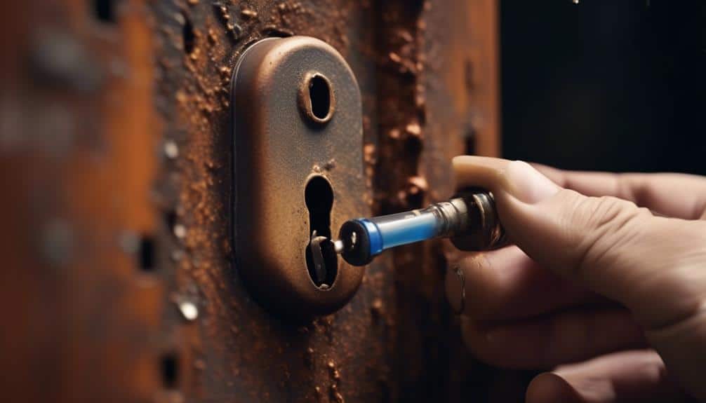 applying lubricant to lock