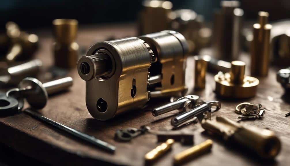 lock cylinder disassembled for reassembly